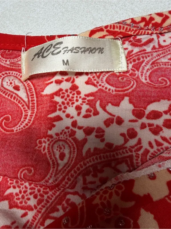 Red Paisley V-Neck Maxi Dress with Elastic Waist - Image 6