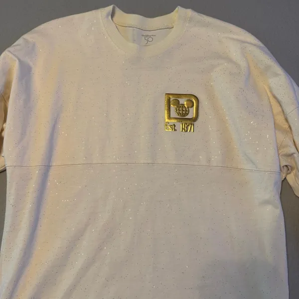 Disney Spirit Jersey 50th Anniversary Castle Top Cream Gold Women XS - Image 2