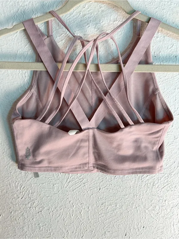 Free People Movement Mantra Yoga Crop Top Pink Small Strappy - Image 4