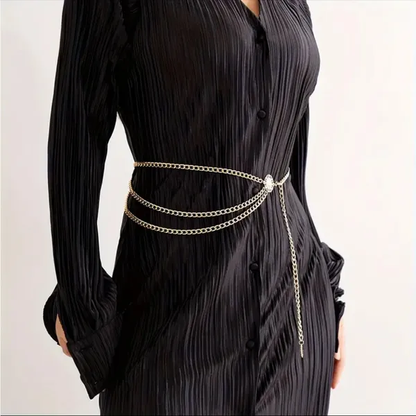 Golden Plated Tassel Belt Chain Elegant‎ Alloy Accessory Versatile Style - Image 11