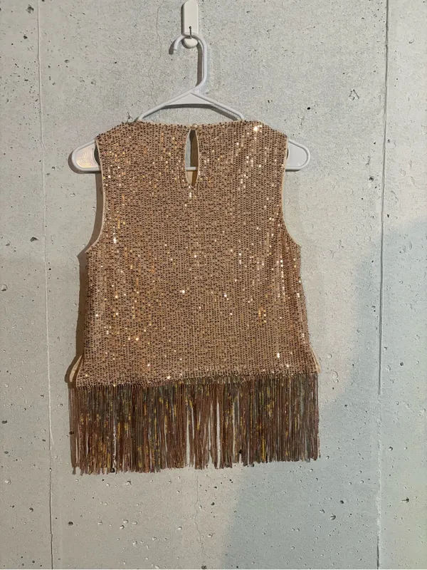 Grace Karin Sequin Fringe Top | Size: Small - Image 3