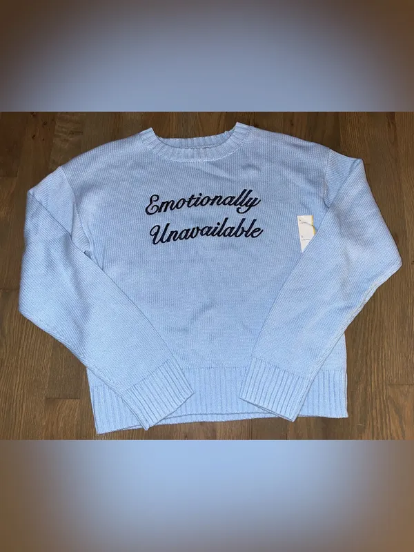 NWT Wild Fable Emotionally Unavailable Blue Knit Sweater Size S - Image 2