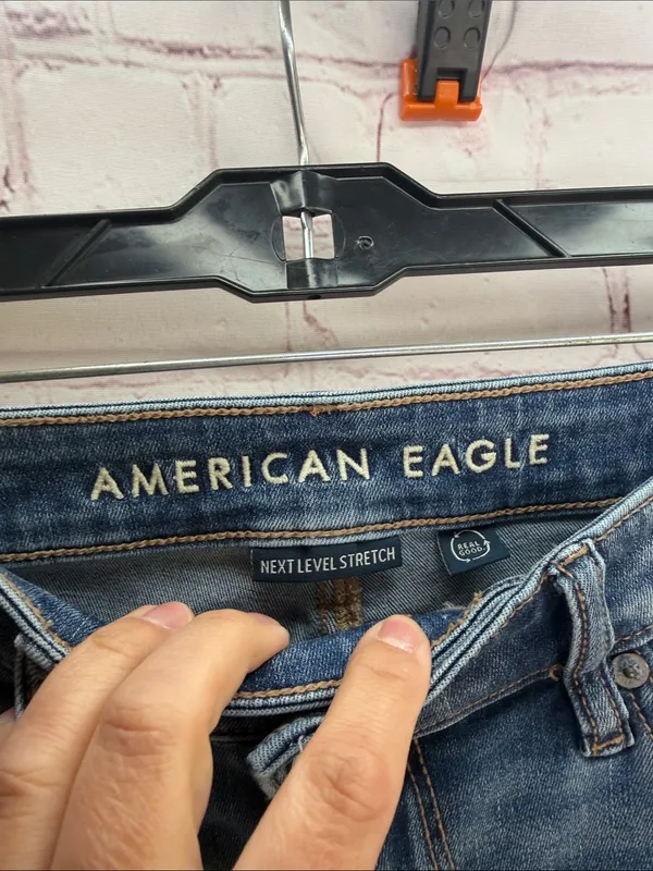 American Eagle Outfitters Dark Blue Rolled Hem Denim Shorts Woman’s Size‎ 4 - Image 2