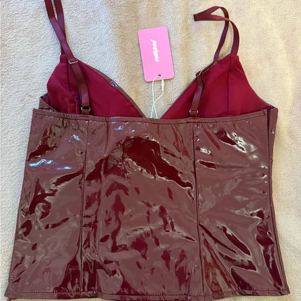 Edikted Burgundy Vinyl Cami - Image 3