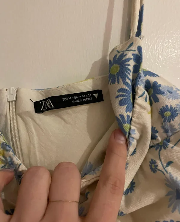 Zara Floral Linen Mini Dress Medium - Image 3