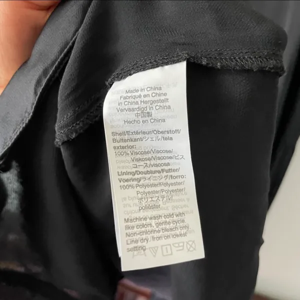 Madewell Black Satin Cami V-Neck Side Button Faux Wrap Knee Length Dress - Image 7