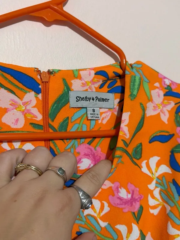 Shelby & Palmer Orange Floral Ruffle Mini Dress - Image 2