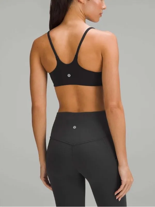 Lululemon Wunder Train Strappy Racer Sports Bra Black Everlux C/D Size 4 - Image 2