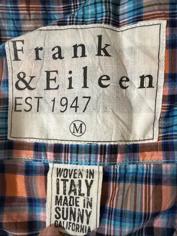 Frank & Eileen Orange and Blue Plaid Barry Cotton Button-Down Shirt - Image 4