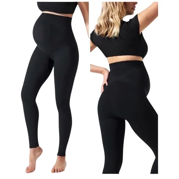 Belly Bandit Women Maternity Leggings S Black High Waist Support Seamless BDA - Image 2