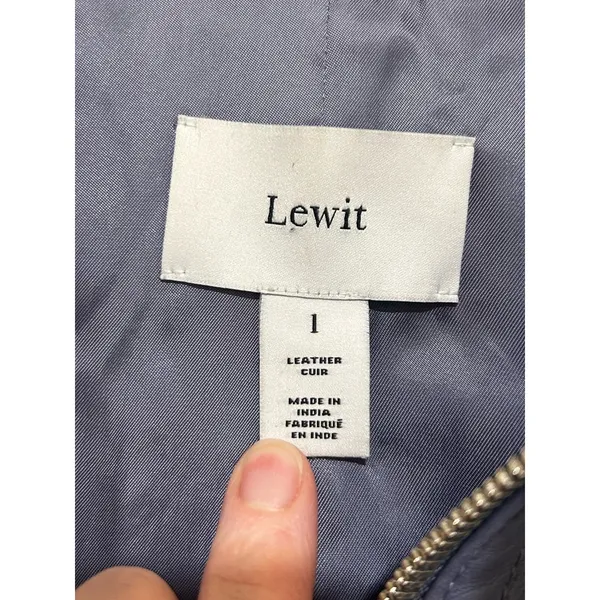 Lewit Womens Leather Jacket in Grey Grisaille Blue Gray Size Large - Image 3