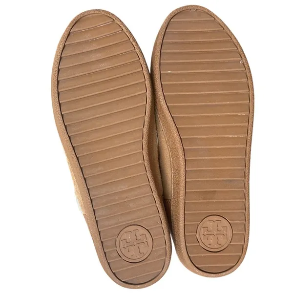 Tory Burch Ginger Suede Shearling Boots 8 Gold Double T Button Winter - Image 7