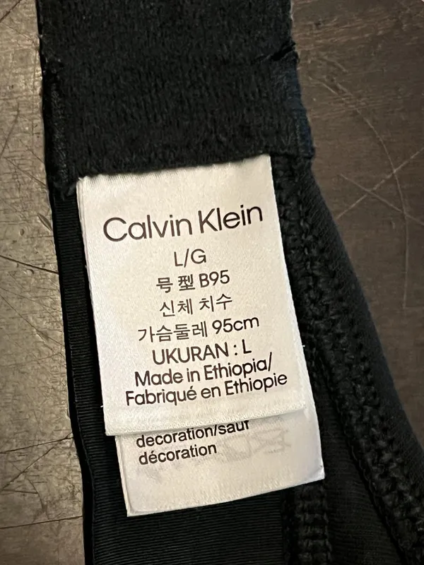 Calvin Klein Bralette Bra Womens Large Black Cotton Wireless Logo V Neck Stretch - Image 6