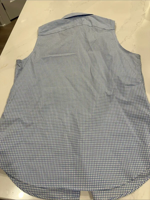Lauren‎ Ralph Lauren Women's Gingham Sleeveless Button Up Shirt Medium No Iron - Image 4