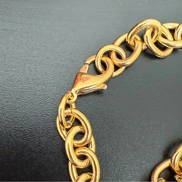 EDFORCE Gold Stainless Steel Heart Charm Link Bracelet 19g. - Image 6