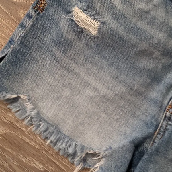 Free People Button Fly Distressed Raw Hem Shorts Size 30 - Image 3