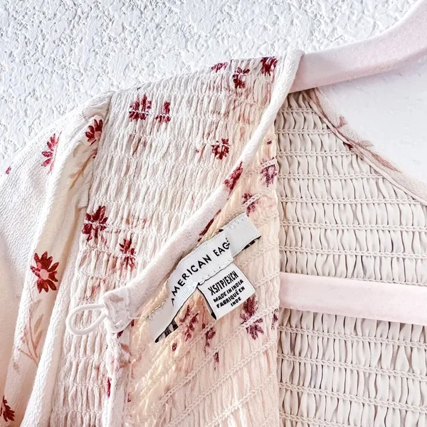 American Eagle Outfitters Women's Cream Floral Boho Babydoll Dress XS‎ - Image 5