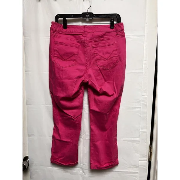 Vintage America Blues Boho Crop Hot Pink Jeans Size 6/28 Magenta Cuffed‎ Denim - Image 7