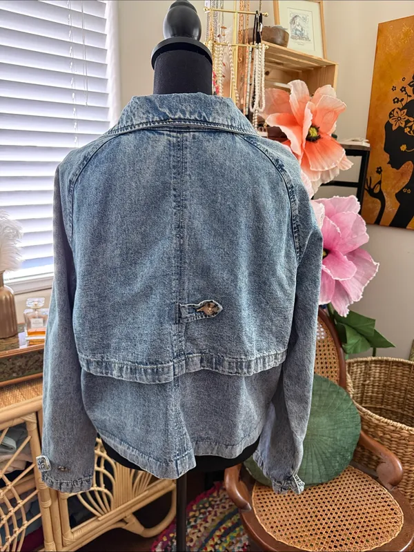 Divided H&M Acid Wash Denim Double Breasted Peacoat Jean Jacket - Image 2