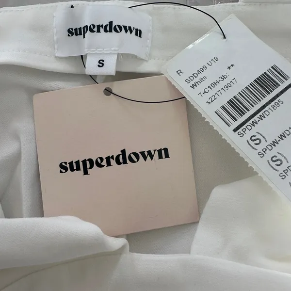 Superdown White Bodycon Slip Dress SMALL Plunging Asymmetrical Club Revolve NEW - Image 8