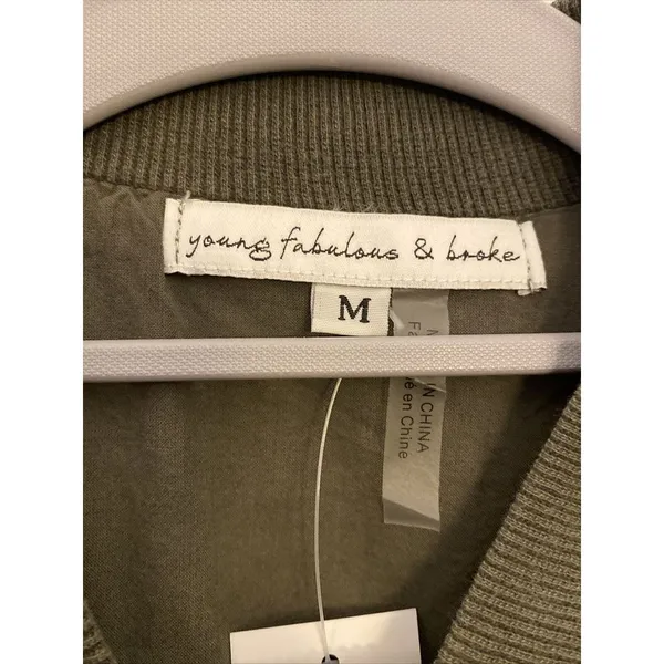 NWT Sz Medium Olive Green Bomber Light‎ Jacket - Young Fabulous & Broke - Image 2