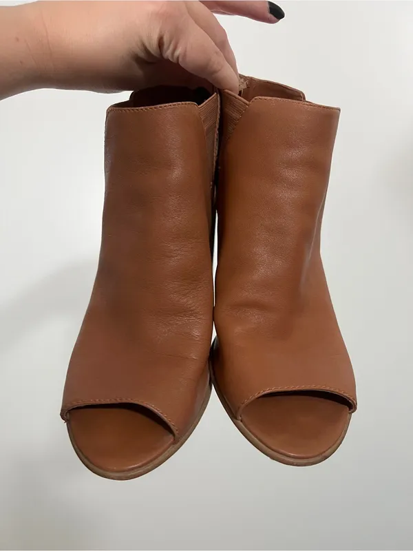 Steve Madden Nobel Camel Brown Heels Open Toe Heeled Ankle Booties Size 8 - Image 3
