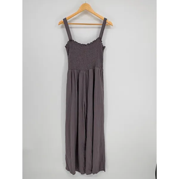 Rustic Rack Wide Leg Jumpsuit Womens Large Gray Smocked Boho Slouchy Lounge‎ - Image 9