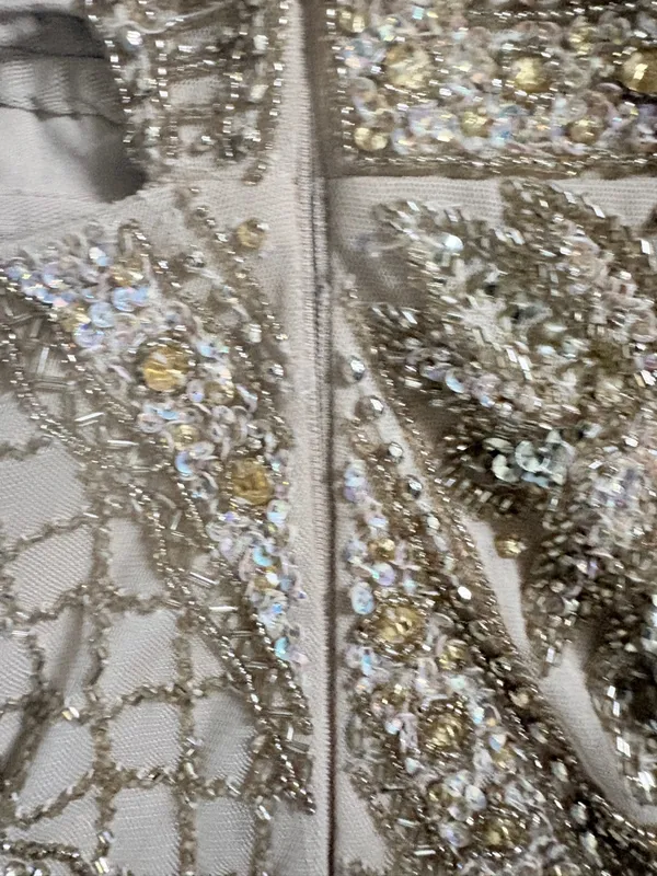Jovani Gold Embellished one shoulder Evening Maxi Formal Gown with High Slit - Image 7
