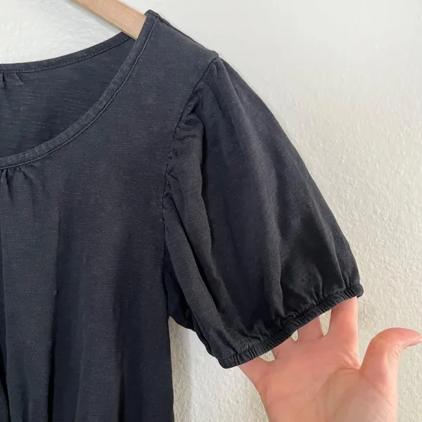 Anthropologie Daily Practice Black Cap Sleeve Cotton Sleeve Dress M - Image 6