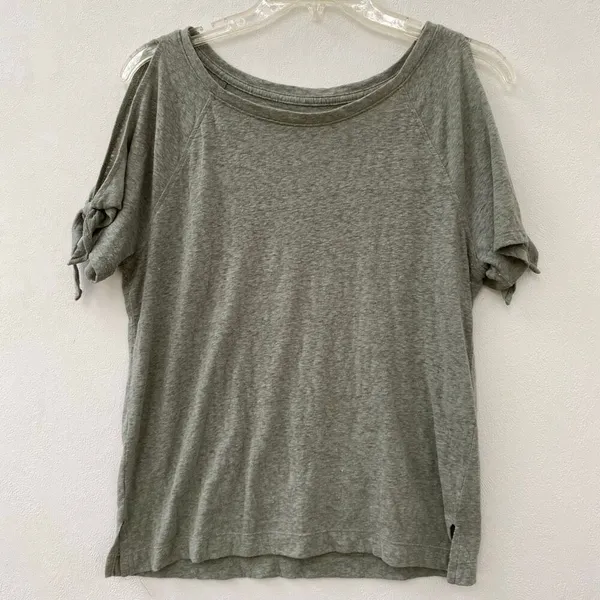 Abercrombie & Fitch Tie Sleeve Tee Small Greenish Casual Soft Girl Top - Image 3