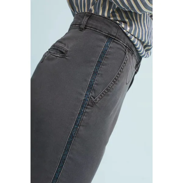 Anthropologie Striped‎ Chino Trousers 28 Relaxed Fit Gray Pants Embellished - Image 4