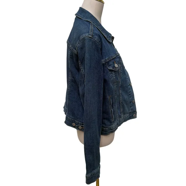 Levis Trucker Jacket XL Blue Denim Button Front Classic Pockets Workwear Western - Image 5