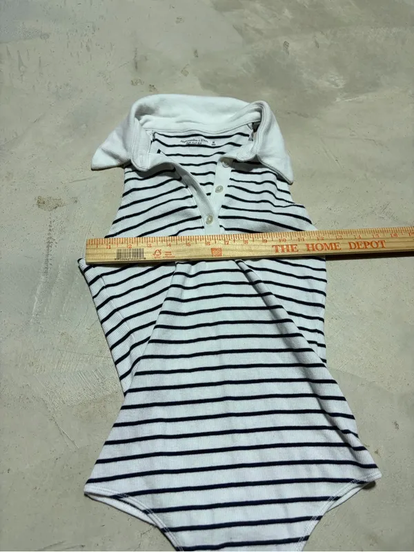 Abercrombie & Fitch Striped Polo-Style Bodysuit medium - Image 5