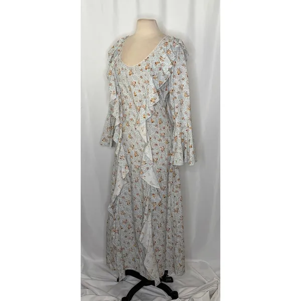 SPELL & THE GYPSY Fleur Frill Bias Maxi Dress Teapot Blue Floral‎ Bohemian Large - Image 6