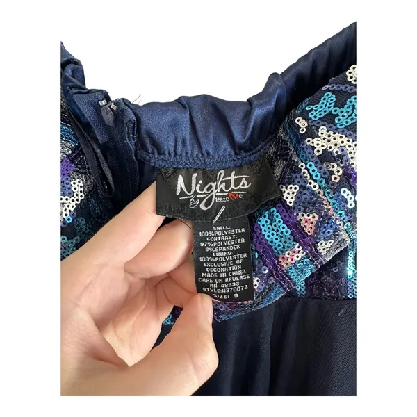 Nights by Tease Me Y2K Blue Sequin and Tulle Strapless Mini Formal Dress Size 0 - Image 3