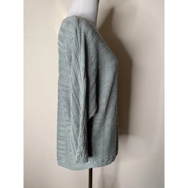 Tahari Light Green Linen Open Knit Pullover Sweater - Image 4