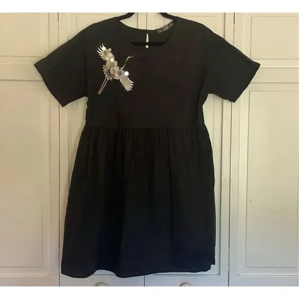 Anthropologie Potters Pot black sequin heron dress small - Image 3