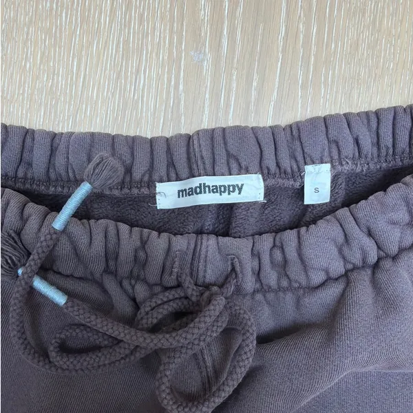 Mad Happy Sweatpants Straight Leg Aspen Size S Brown Cream - Image 3