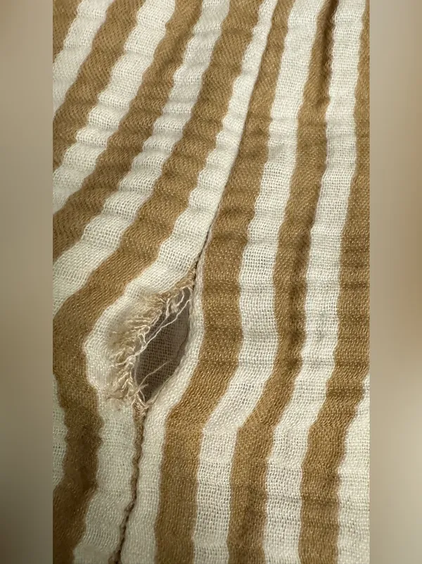 LAKE Wide Leg Striped Linen-Blend Pants — Beige & White - Image 7