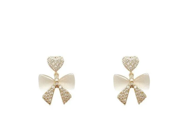 925 Silver Post Crystal Bow Stud Earrings for Women - Image 3