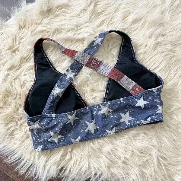 Vintage Style Americana Stars & Stripes Padded Bikini Top S - Image 3
