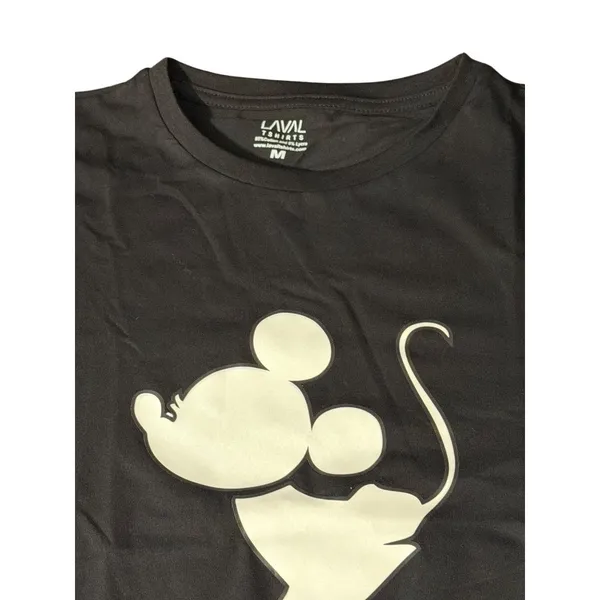 Black Laval T Shirt White Kissing Minnie Mouse Front Graphic Size M Outline NWOT - Image 3