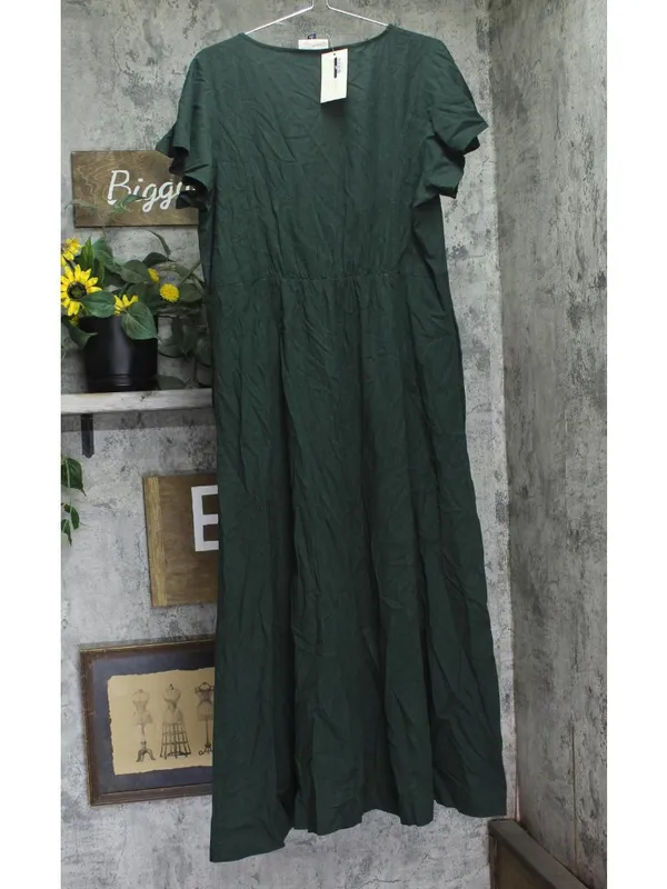 NWT Universal Thread Womens Flutter Short Sleeve Maxi A-Line Dress Dark Green XL - Image 3