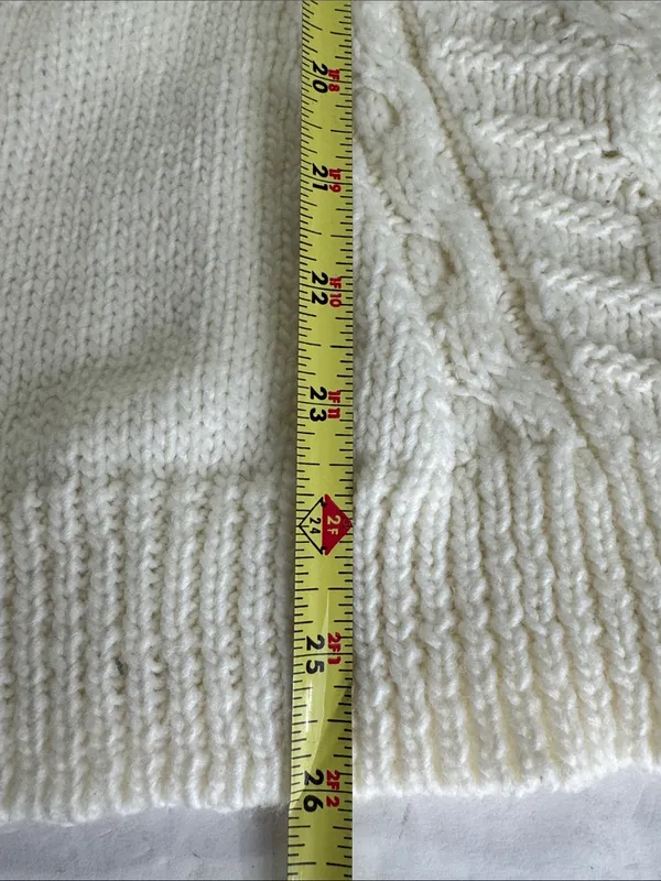 American Eagle Outfitters Cream Crewneck cable Knit Sweater wool blend L winter - Image 12