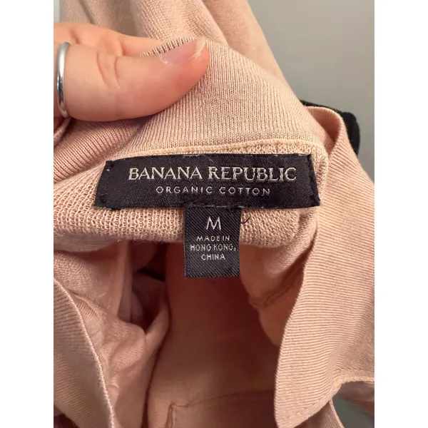 Banana Republic Cap Sleeve Fine-Knit V-Neck Polo Collar Sweater Organic Cotton - Image 6