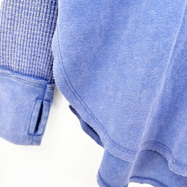 Free People Womens Monterey Thermal Indigo‎ Blue Boho Slouchy Oversized Top XS - Image 5