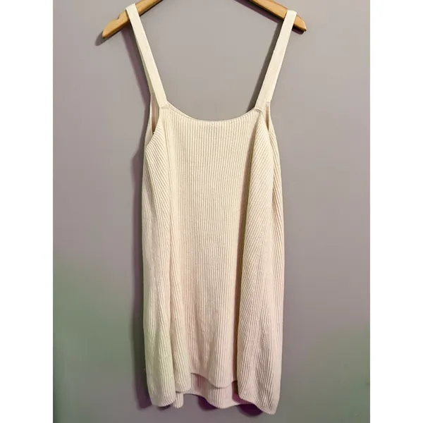 Other Stories Cream Ribbed Knit‎ Slip Dress Suspender Tank Mini - Image 4