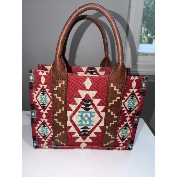 Wrangler Southwestern Aztec‎ Crossbody Tote Women's Western Bag Burgundy L - Image 2