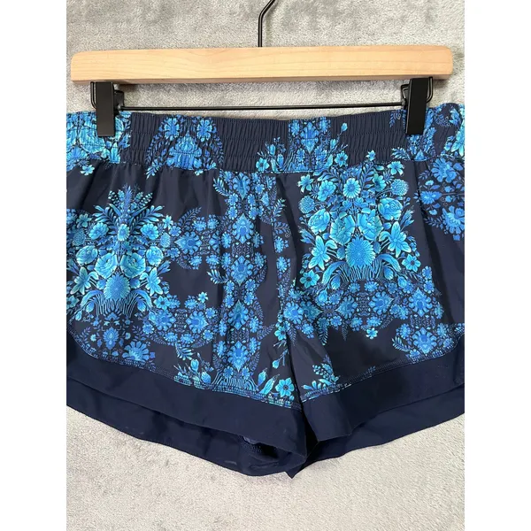 Seafolly‎ Blue Floral Swim Shorts Boardshorts Elastic Waist Resort Beach Small - Image 2