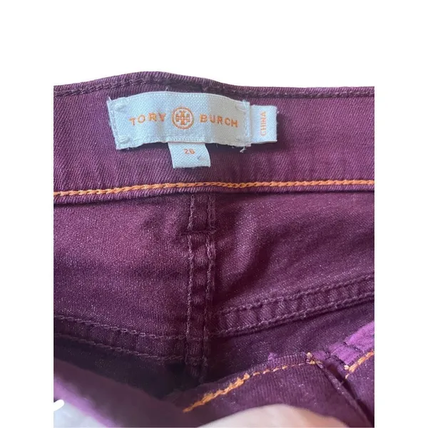 Tory‎ Burch dark plum super skinny mid rise jean size 26 - Image 3